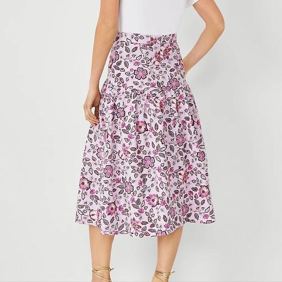 Ann Taylor Floral Gathered Yoke Midi Skirt New - Picture 2 of 2